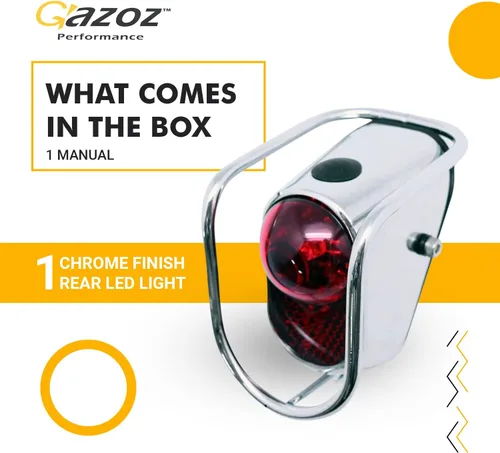 Vista 4 de Luz trasera LED para bicicleta, luz trasera vintage con aspecto cromado - Accesorios de bicicleta Classic Tour (LM-002)
