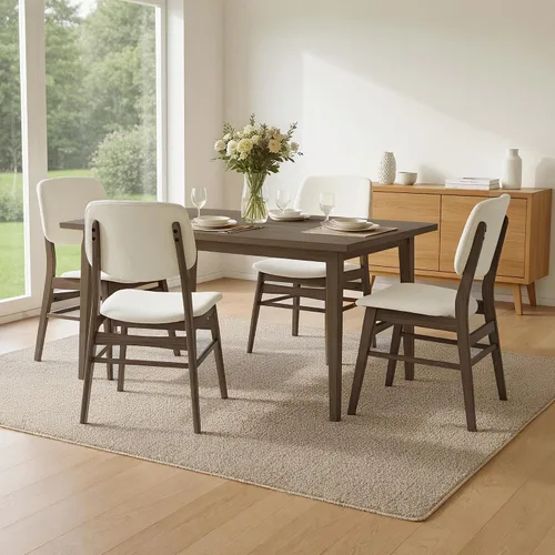 Vista 24 de KISLOT - Juego de 2 sillas de comedor de madera, sillas de cocina tapizadas, originales