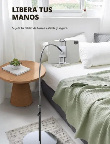 Vista 4 de Lamicall Soporte de suelo para tablet con cuello de cisne – Soporte Plateado