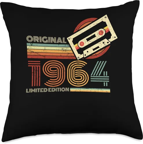 Vista 4 de Retro Limited Edition 1964 Cassette Tape 60th Birthday Throw Pillow