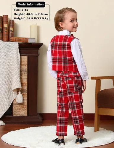 Vista 80 de A&J DESIGN Conjunto de traje de caballero para niños pequeños, 3 piezas, camisas, chaleco y pantalones