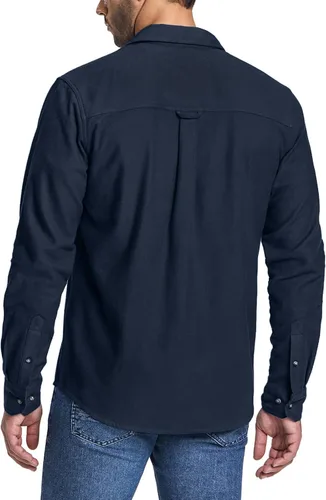 Vista 3 de CQR - Camisa de franela de algodón a cuadros con botones y manga larga para hombre, algodón cepillado suave, camisa de estilo informal