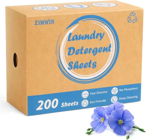 Vista 10 de Hojas de detergente para ropa, 200 tiras de jabón de lavanda - Sin envase de plástico, portátil para viajes, suministros de lavado sin líquido