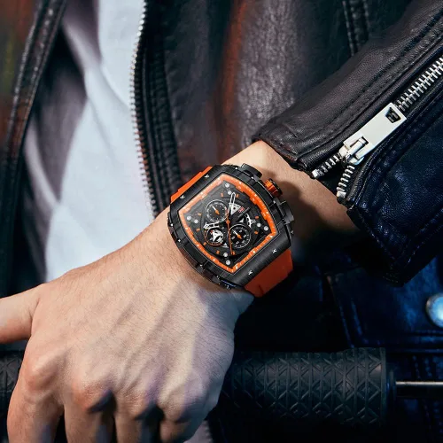 Vista 3 de Relojes para hombre de lujo con diseño de esqueleto para hombre, impermeable, correa de silicona ajustable, estilo steampunk, cronógrafo
