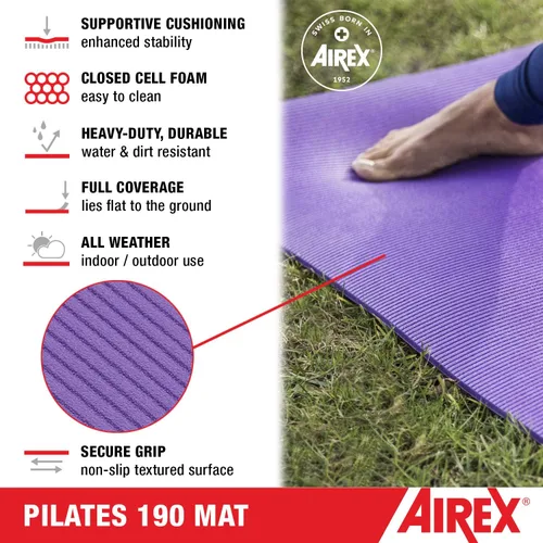Vista 2 de AIREX Pilates 190 - Esterilla de ejercicios para yoga, terapia física, rehabilitación, equilibrio y ejercicios de estabilidad Negro
