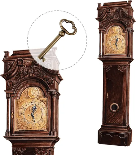 Vista 3 de KY-2AB - Llave de esqueleto de barril hueca chapada en latón antiguo, llave de esqueleto universal para gabinetes, curio, cajas de joyería