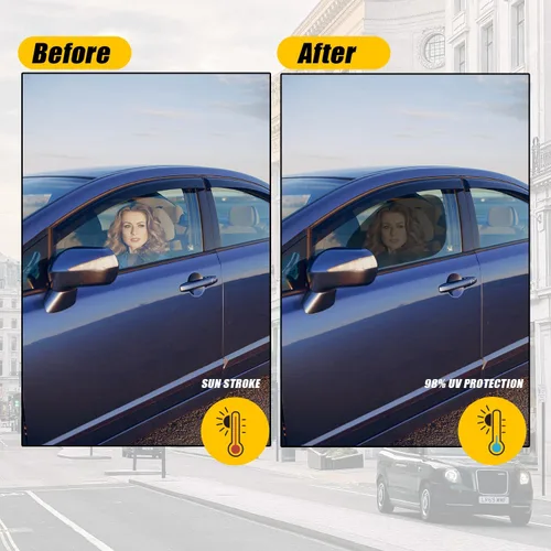 Vista 6 de ZONETECH - Parasoles adhesivos para ventanas laterales, paquete de 2 unidades de malla para automóvil, no se necesitan ventosas, protector solar