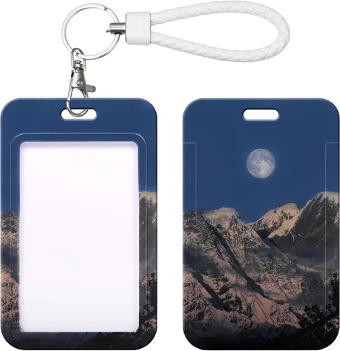 Vista 12 de Llavero con tarjetero de identificación con llavero de metal, diapositiva de plástico abierta con ventana de identificación para mujeres, hombres