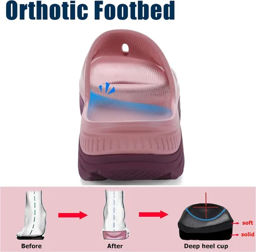 Vista 5 de Womens Recovery Sandals Mens Comfortable Athletic Slides Thick Cushion Lightweight Plantar Fasciitis Sport Sliders of Indoor Outdoor,Arch Support