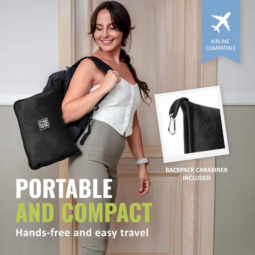 Vista 3 de BOACAY - Manta de viaje suave y cálida para avión y automóvil - Esencial para vuelos largos para mujeres, hombres, niños - Almohada compacta