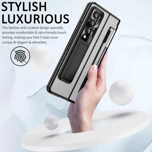 Vista 6 de Miimall Funda compatible con Samsung Galaxy Z Fold 5 con protección mejorada de bisagra, película de lente de cámara, protector de pantalla frontal