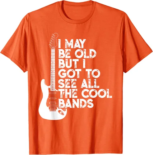 Vista 89 de Camiseta con texto en inglés "I May Be Old But I Got to See All The Cool Bands" Negro