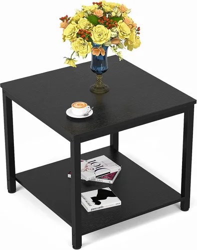 Vista 8 de Homieasy Mesa Auxiliar Cuadrada de 20 Pulgadas, Mesa de Centro de Café y Té de 2 Niveles, Mesitas de Noche para Sofá, Sillón, Cama, Mesa Auxiliar