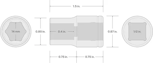 Vista 135 de TEKTON Llave de vaso poco profunda de 6 puntos de 1/2 pulgada de cuadradillo x 1-5/16 pulgadas SHD22033