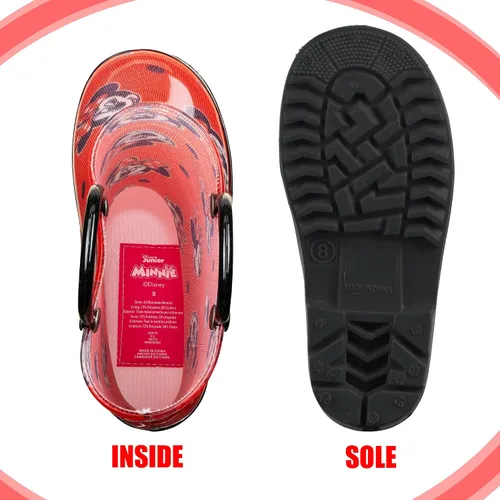 Vista 7 de Disney Minnie Mouse - Botas de lluvia de PVC para niñas, ligeras e impermeables, con asa fácil de poner, para niños pequeños y pequeños, color rosa