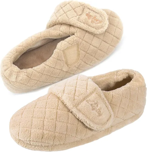 Vista 2 de LazyStep Pantuflas de interior ajustables con espalda cerrada para mujer con espuma viscoelástica acogedora y rizo en todo el cuerpo