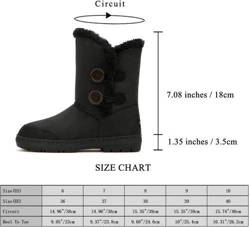 Vista 3 de CLPP'LI - Botas de nieve de invierno con dos botones, impermeables, con forro completo de piel, para mujer