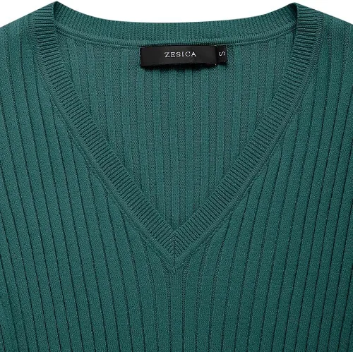 Vista 5 de ZESICA Vestido tipo suéter de otoño 2024 para mujer, cuello en V, manga larga, punto acanalado, cintura con lazo en la cintura, ajustado, vestidos