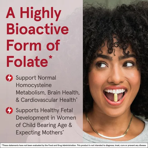 Vista 4 de Jarrow Formulas Folato de metilo extra fuerte 400 mcg, suplemento dietético para apoyo de salud cardiovascular y neurológica, 60 cápsulas vegetales