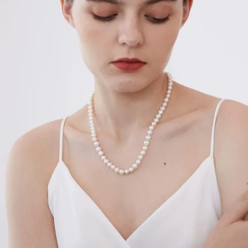 Vista 7 de Freshwater Cultured Pearl Necklaces for Women AAA 16"-18" Wedding Jewelry for Bride Mother Birthday Day Gift for Wife Mom Teen