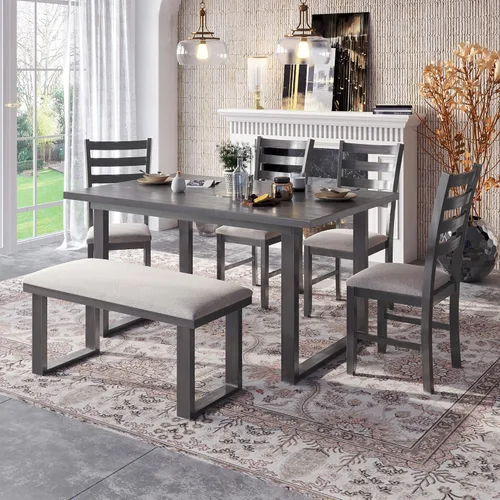 Vista 12 de FRANSOUL Juego de 5 mesas redondas de madera con estante inferior, 4 sillas tapizadas para comedor, cocina, comedor, desayuno familiar, color marrón