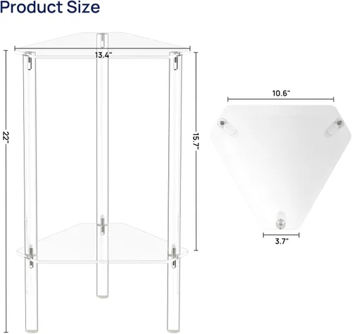 Vista 3 de HMYHUM Mesa auxiliar triangular de acrílico transparente, mesa auxiliar de esquina para espacios pequeños, mesa decorativa pequeña para sala