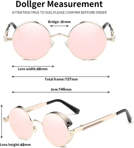 Vista 70 de Dollger Gafas de sol vintage Steampunk Retro Metal Round Circle Frame
