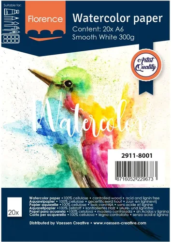Vista 7 de Vaessen Creative VARTA Florence - Papel A4 para acuarela, 10 hojas para pintar, manuales, proyectos de arte y más, calidad artística, calidad
