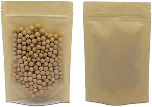 Vista 7 de PABCK 50 Piezas Bolsas de Papel Kraft Marrón con Frente Transparente de Pie Herméticas 3.9x5.9 pulgadas para Almacenamiento de Alimentos