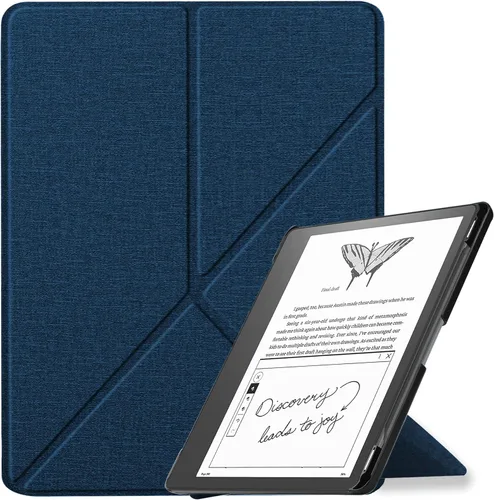 Vista 8 de Miimall Funda compatible con Kindle Scribe 2022, piel sintética de alta calidad, con función de encendido/apagado automático y múltiples ángulos