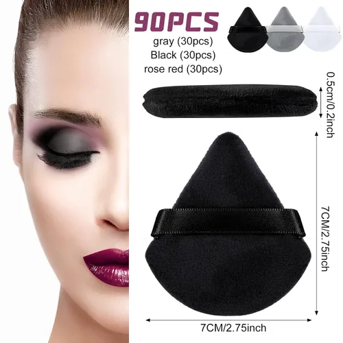 Vista 2 de Meanplan 90 esponjas de maquillaje con forma de triángulo suave, con correa, licuadoras y esponjas de maquillaje, base cosmética, herramienta