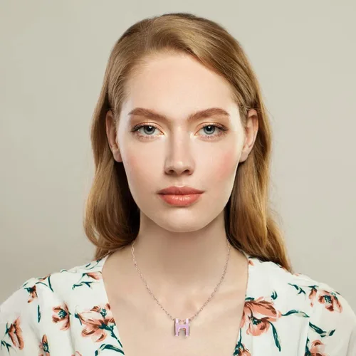 Vista 2 de EXTREE Collar con colgante de letra de moda para mujer, delicado collar chapado en oro de 18 quilates