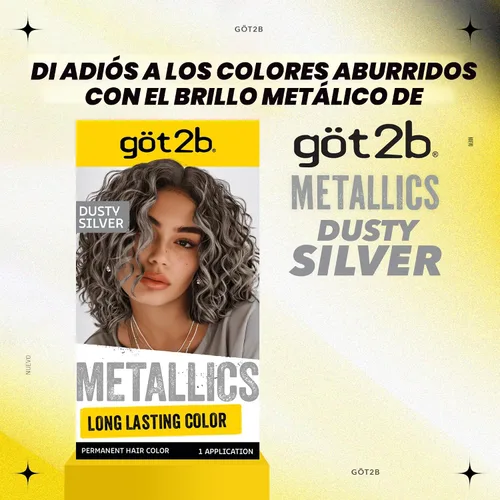 Vista 10 de Got2b Metallics - Tinte permanente para el cabello, color plateado polvoriento M72 Plateado (Dusty Silver)