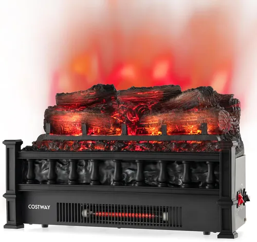 Vista 10 de COSTWAY Juego de troncos para chimenea eléctrica de 26 pulgadas con llama