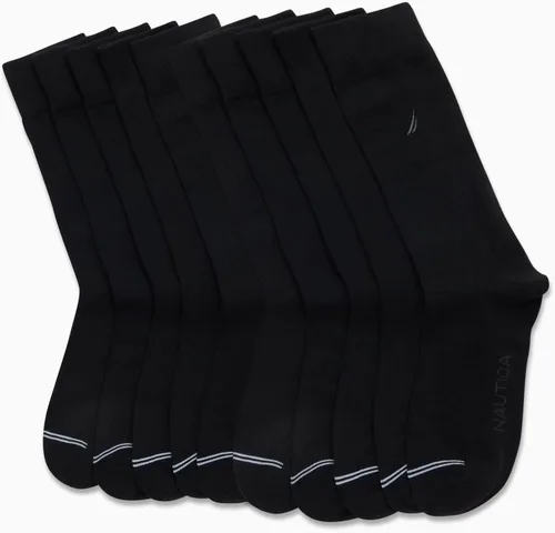 Vista 2 de Nautica Mens Dress Socks - Solid Crew Socks 10 Pack