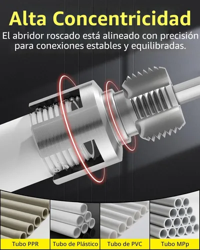 Vista 5 de Herramienta de roscado de tubería interna y externa, roscador de tubería de PVC, herramienta de roscado de tubería, matrices de 1/2'' y 3/4
