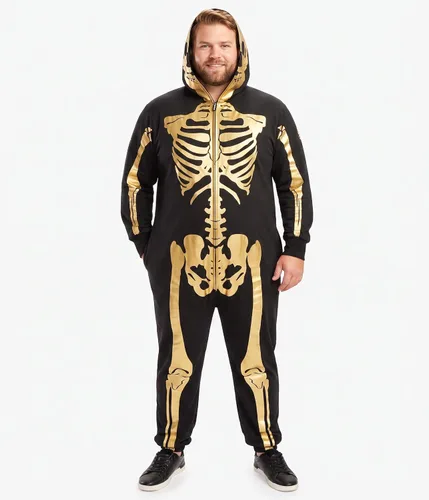 Vista 5 de Tipsy Elves Vestido ajustado de manga larga con esqueleto de Halloween para mujer Dorado