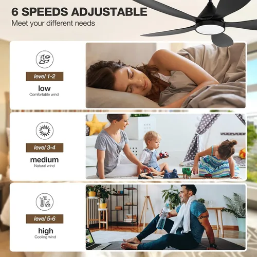 Vista 4 de Ventiladores de techo inteligentes de 52 pulgadas con luz, ventilador de techo reversible de 5 aspas con Alexa, controles de aplicación y control