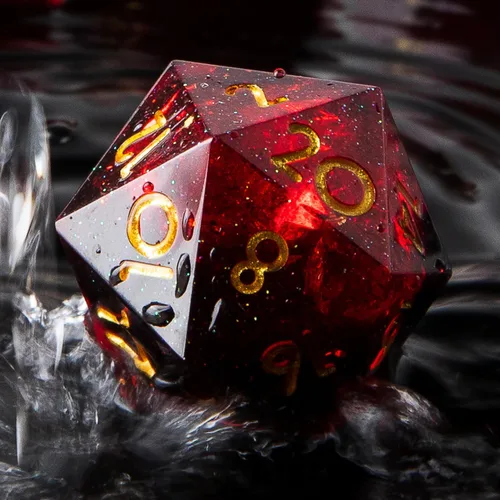 Vista 11 de Dados multifacéticos DND D20 individuales de resina con borde afilado de 20 caras D&D, poliédricos hechos a mano de 0.866 in para Calabozos