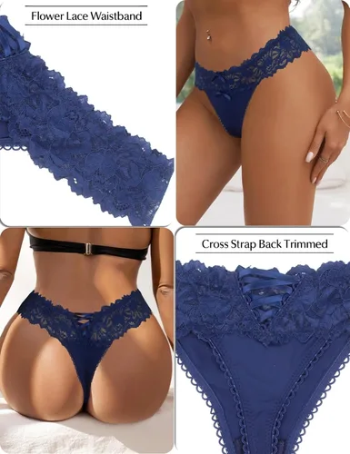 Vista 65 de ohyeah Tangas sexy de encaje tangas bragas de tiro bajo ropa interior para mujer de algodón entrepierna braga tangas bragas 4-18