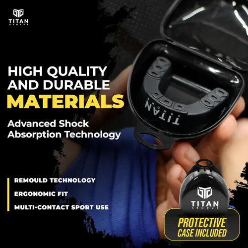Vista 7 de Protector bucal de boxeo Doble capa premium Estuche incluido Boquilla de ajuste personalizado para adultos y jóvenes Protector bucal