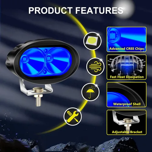 Vista 2 de Luces LED para carretilla elevadora, luces azules de seguridad, luces de advertencia seguras para almacén, peatones, centro logístico, 12V-80V