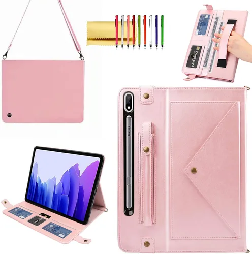 Vista 31 de Bolso Funda para Samsung Galaxy Tab S10 FE/S9 FE 10.9"/S9/S8/S7 11", Techcircle Folio con Soporte Cruzado, Billetera con Ranura para Lápiz S Pen