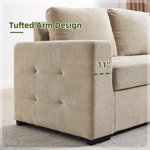 Vista 5 de THSUPER Sofá cama seccional de 123 pulgadas con cama extraíble, 6 plazas en forma de U de gran tamaño, sofás seccionales con diván de almacenamiento