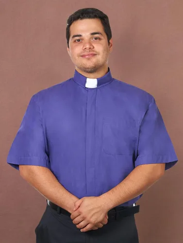 Vista 2 de Camisa Clergy de manga corta para hombre
