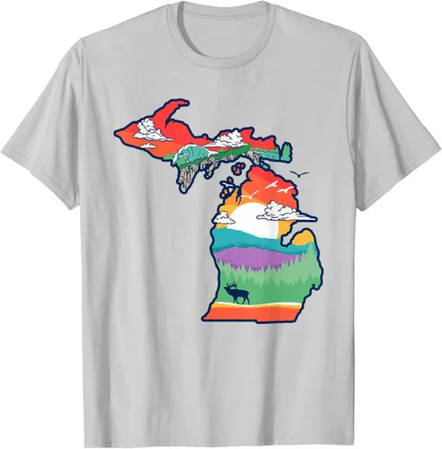 Vista 60 de Michigan Outside - Camiseta con ilustración artística