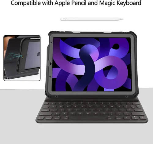 Vista 4 de Funda impermeable compatible con iPad Air de 11 pulgadas (M2)/5ª/4ª generación de 10.9 pulgadas, funda protectora de cuerpo completo con protector