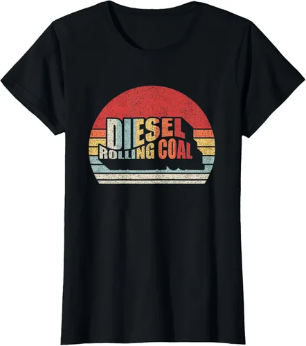 Vista 33 de Camiseta de camión diésel con motor diésel retro y divertido de carbón, Negro