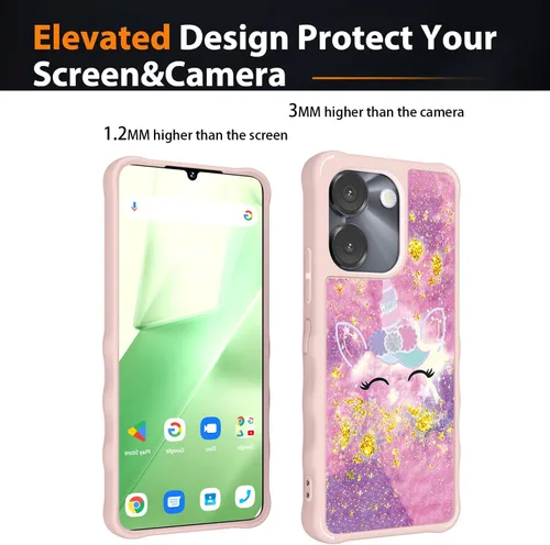 Vista 71 de jioeuinly Funda compatible con Oukitel P1 Pro con protector de pantalla de vidrio templado, policarbonato duro + silicona suave, soporte de anillo
