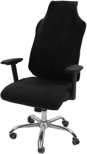 Vista 3 de Funda para silla de color puro, protector de asiento suave para silla de escritorio para silla de oficina, comedor (negro)